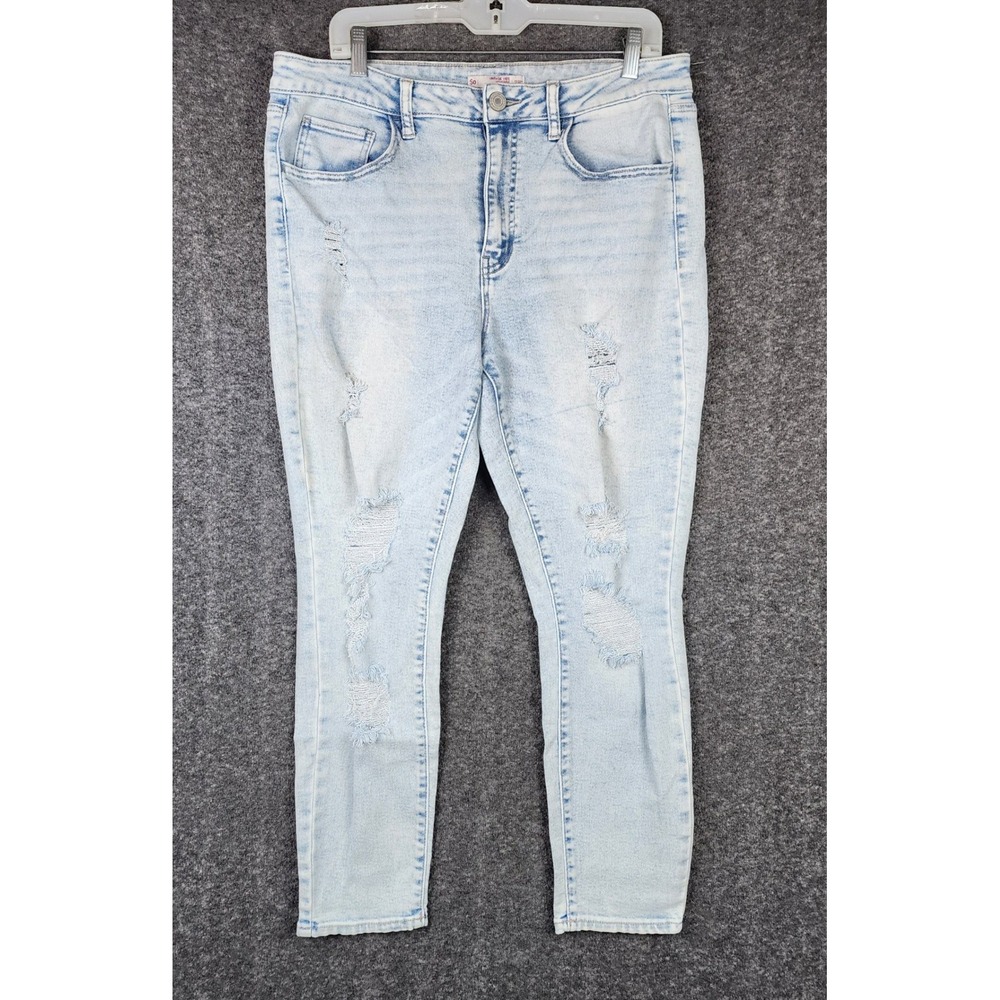 SO Ankle Skinny Jeans Men 17/33 Light Wash Vintage Vibe Distressed High Rise